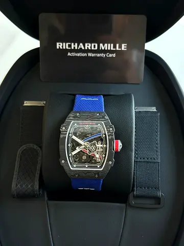 Richard Mille style skeleton automatic watch with blue strap supar mastar supar clone