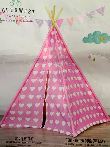 Pink Heart Teepee Play Tent for Kids