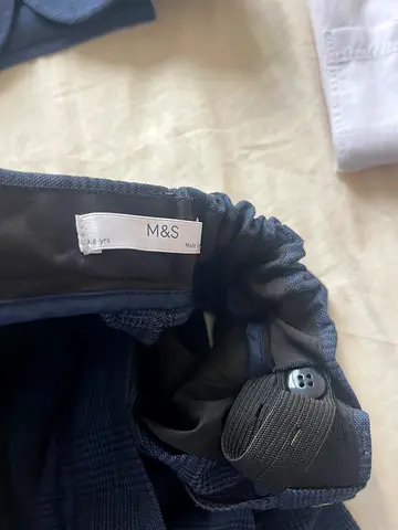 MS Navy Childrens Trousers with Adjustable Waist - Size 7-8yrs