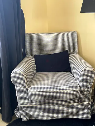 Large Comfortable Armchairs in Black  White Checkered Fabric