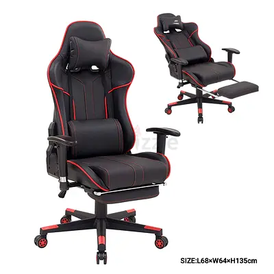 Ergonomic Gaming/Office Recliner Chair with Footrest - Black/Red