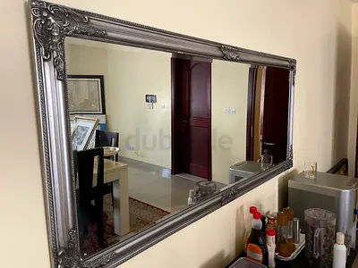 Large Ornate Silver Wall Mirror - Classic Decorative Frame