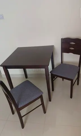 Small Wooden Dining Set with Two Upholstered Chairs