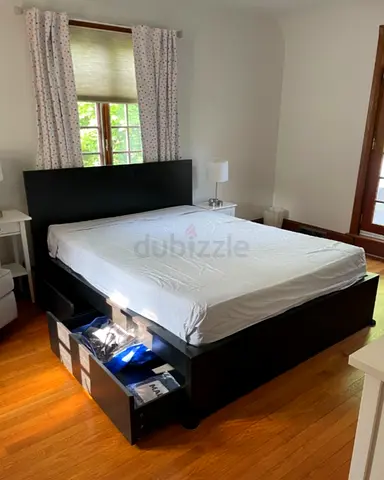 Malam queen size bed 160/200cm bed with 2 storage drawers underneath and Ikea mattress is available