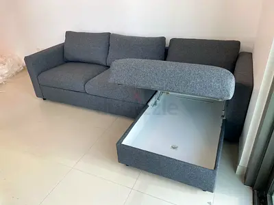 Like a brand Ikea vimle lshape sofa bed with storage dark grey