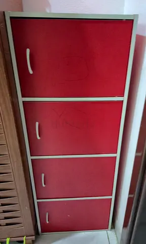 Red 4-Drawer Storage Cabinet — Compact Wardrobe/Organizer