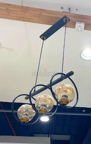 Modern 3-Light Pendant Chandelier with Glass Globes - Black/Gold