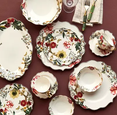 24 pc crockery set floral pink