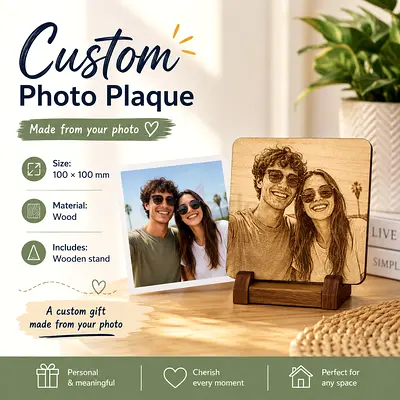 Custom Wood Photo Plaque with Stand