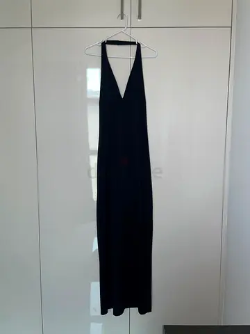 Good American Scuba Halter V-Neck Maxi Dress – Black – Size XL