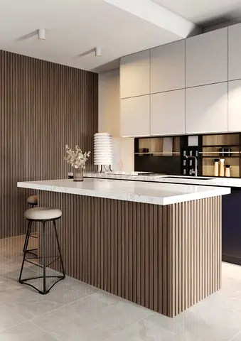 Modern kitchen island with bar counter and stool - ready to install