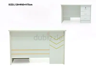 White Office Desk with Drawers - 120 x 60 x 75 cm