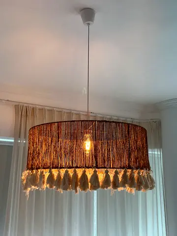 Handmade Boho Pendant Lamp with Tassel Trim - Perfect