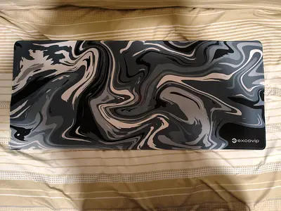 XLL Gaming Mouse Pad / Desk Mat - Black/Grey Marble Design, Gently Used