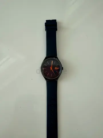 Lacoste Black Dial Watch with Rubber Strap