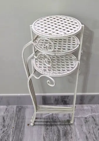 White Metal 3-Tier Plant Stand / Side Table