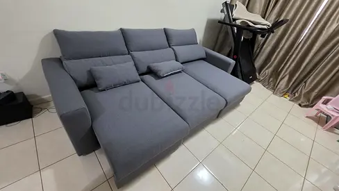 Ikea Eskilstuna L shape sofa under storage