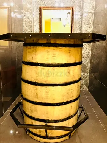 Rustic Barrel High Table with Metal Frame - Great Condition