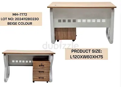 Wooden Office Desk with 3-Drawer Mobile Pedestal — 120x60x75cm