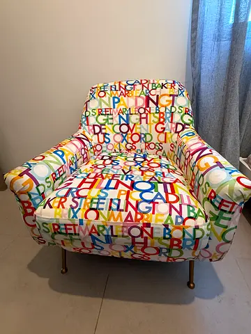 Home Centre Parker Accent Chair – London Print Statement Chair – Excellent Condition