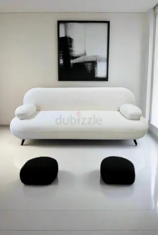 Stylish White CB2 Boucle Sofa