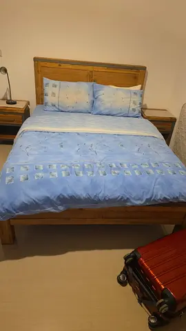Solid Wooden Double Bed with Matching side tables - Good Condition