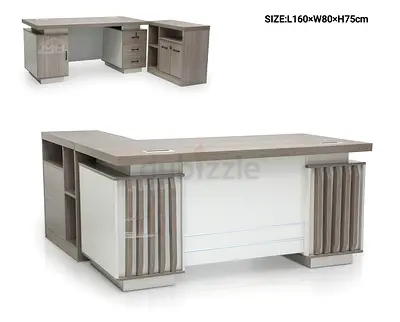 Modern L-shaped Executive Office Desk with Storage (160x80x75cm)