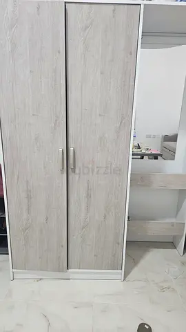 Modern Two Door Wardrobe with Mirror and Shelf