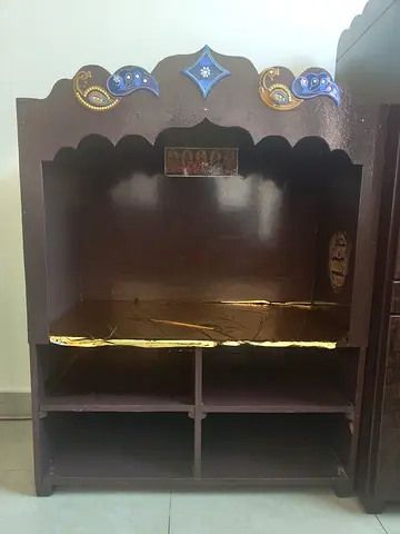 Small wooden pooja mandir shelf