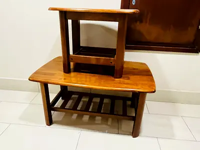 Solid Wood Coffee Table and Side Table Set - Good Condition
