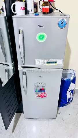 Compact silver Clikon double-door fridge - good condition