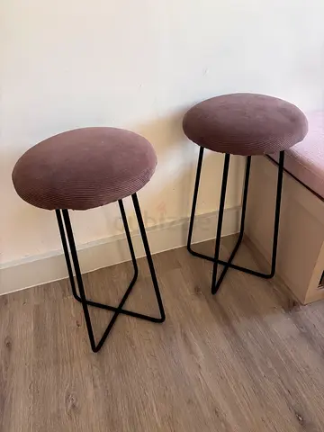 Trendy Dusty Rose Corduroy Bar Stools (Set of 2) – Good Condition