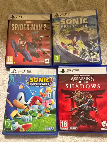 PS5 games cds - -Sonic -AC shadows-Spider man 2