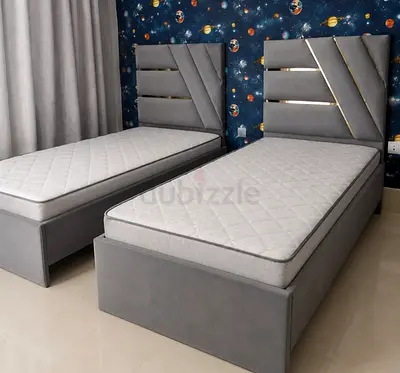 Brend New fabric wooden single Size 90×190 Bed with Madical Matress Available