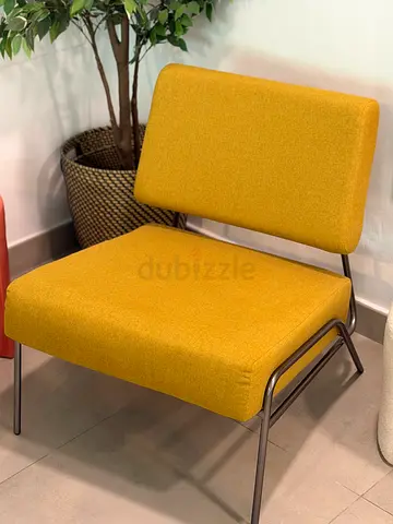 Modern Mustard Yellow Accent Chair with Metal Frame
