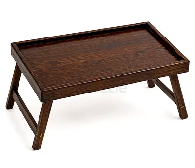 Wooden Folding Breakfast Tray / Bed Table - Dark Brown