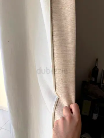 Beige blackout curtains pair - good condition