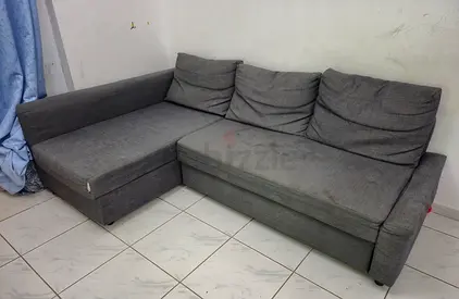 Grey L-shaped Fabric Sofa - 3 Seater with Chaise