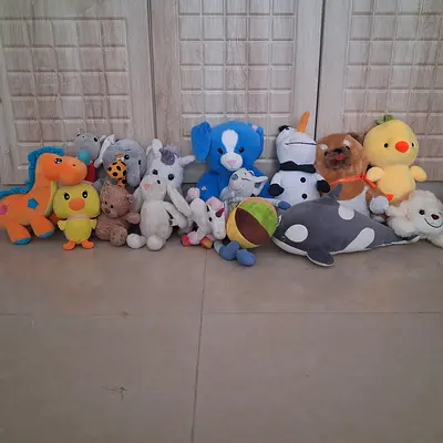 Lot of assorted soft plush toys - various characters, good condition