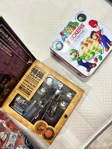 Collectible Jack Skellington Figure (The Nightmare Before Christmas) + Super Mario Checkers Tin —