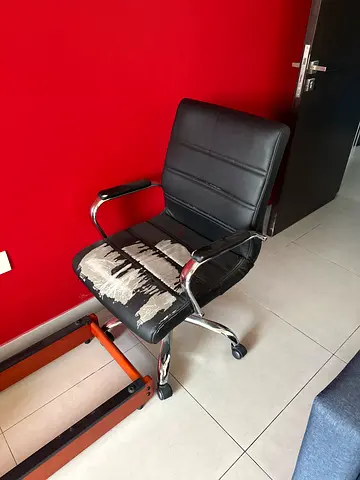 FREE - Used black leather office chair with chrome frame