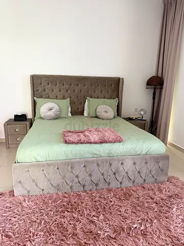 King tufted velvet bed frame with headboard and footboard - light grey