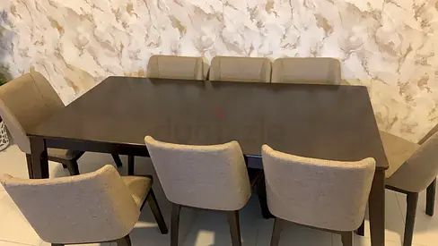 8 Seater Dining Set with 6 Upholstered Chairs