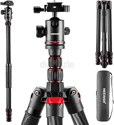 NEEWER Upgraded 80.7” Carbon Fiber Camera Tripod Monopod with Telescopic 2 Section Center Axes, 360°