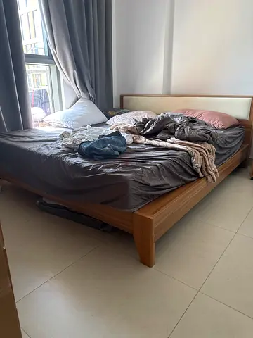 Wooden Bed Frame with Headboard - Solid Condition