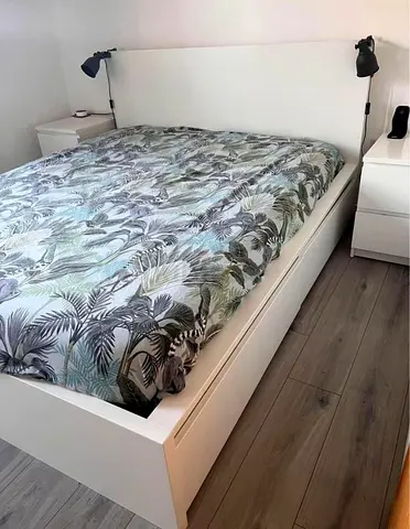 IKEA Malm Queen size bed frame with mattress.