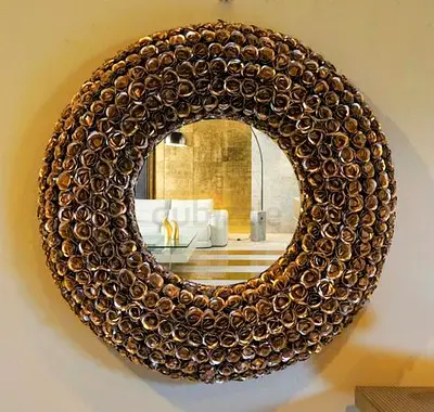 MARINA HOME. chrome metal flowers mirror 120cm