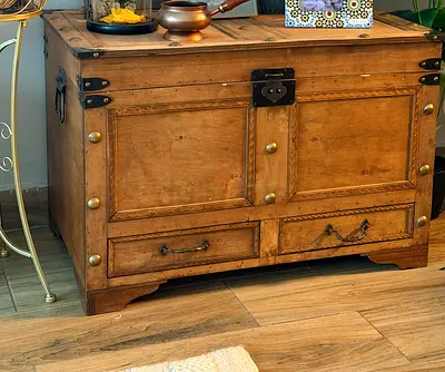 Solid Wood Vintage Storage Trunk / Chest with Drawers (Pirate style)