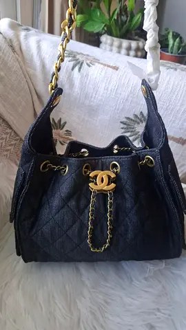 Chanel 25 Mini Black Washed Denim Shoulder Bag