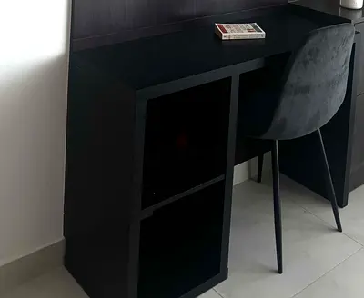 Black Wooden Study Desk with Built-in Shelves - Brand New (Assembled)